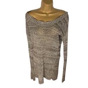 Ecote Knit Boatneck Sweater Olive Brown Tan M